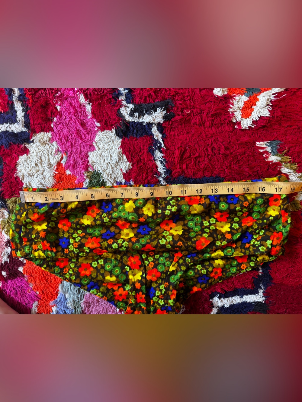 70s Vintage Bright Floral Bark Cloth Bikini Sz M - Picture 9 of 16